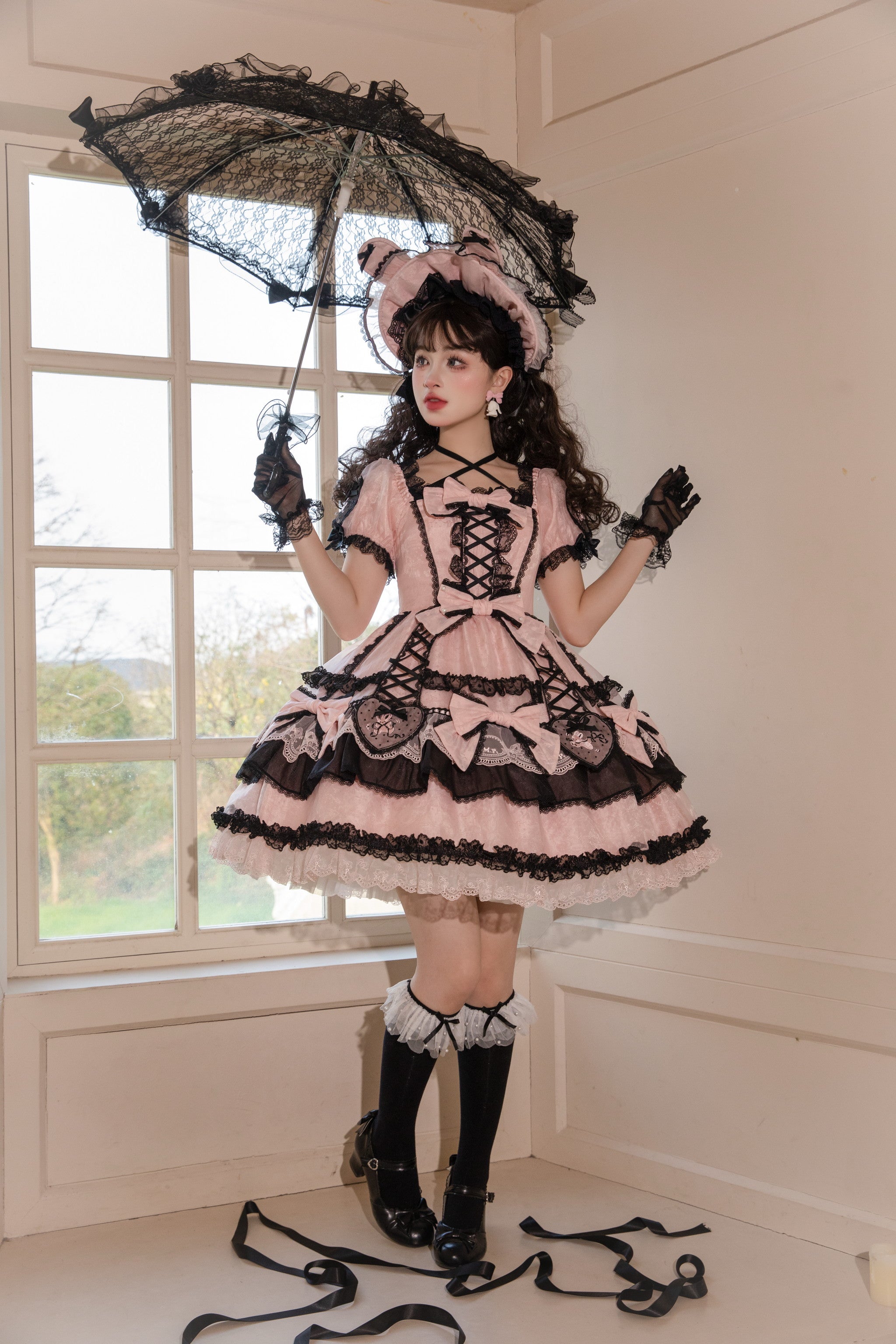 Ribbon Bunny Special Piece — Black Pink