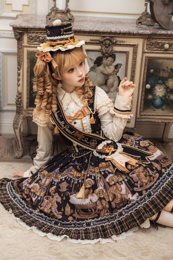 Antique Furniture Bear Printed Jumper Skirt