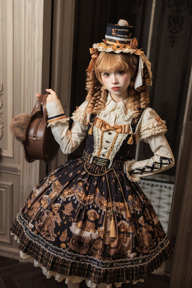 Antique Furniture Bear Printed Jumper Skirt