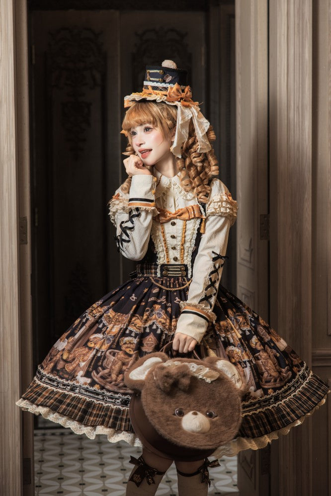 Antique Furniture Bear Printed Jumper Skirt