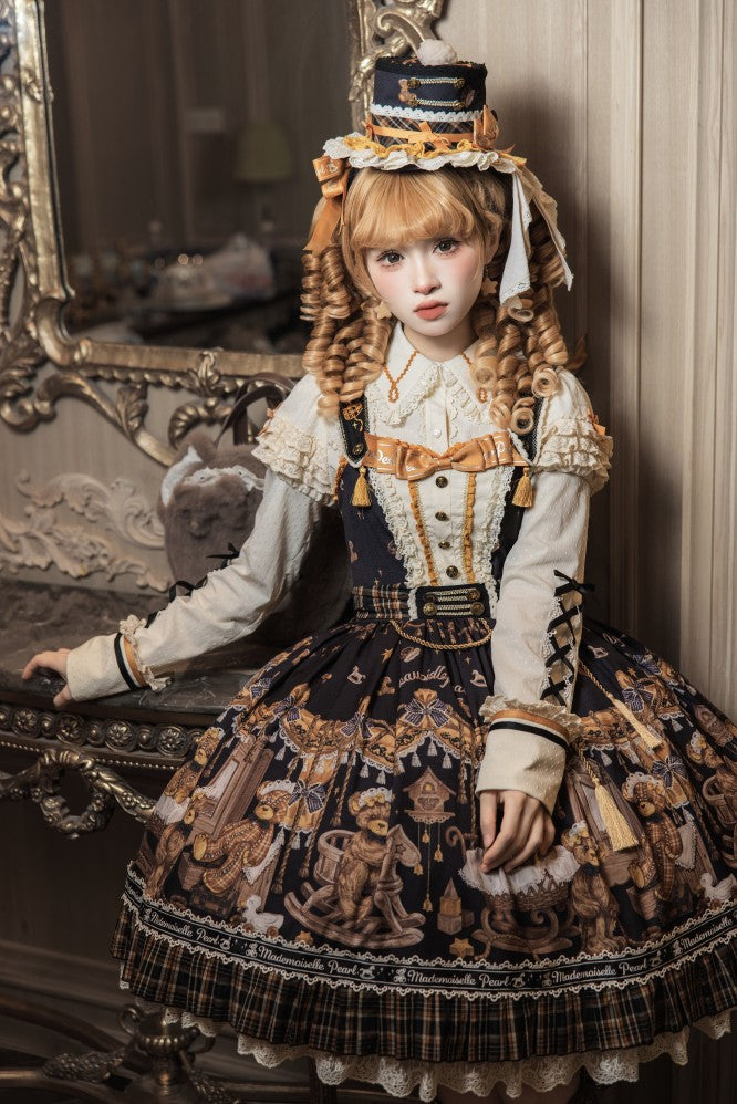 Antique Furniture Bear Printed Jumper Skirt