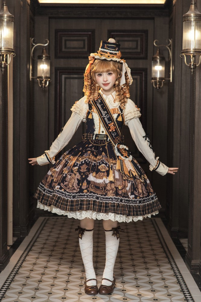 Antique Furniture Bear Printed Jumper Skirt