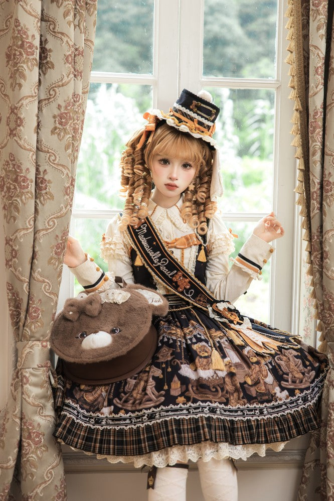 Antique Furniture Bear Printed Jumper Skirt