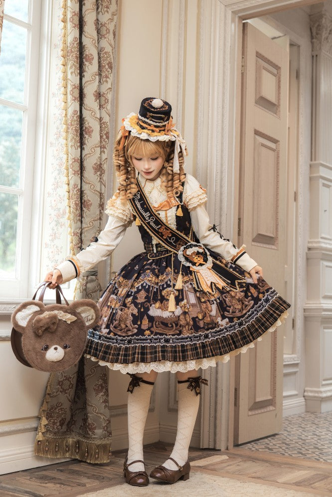 Antique Furniture Bear Printed Jumper Skirt