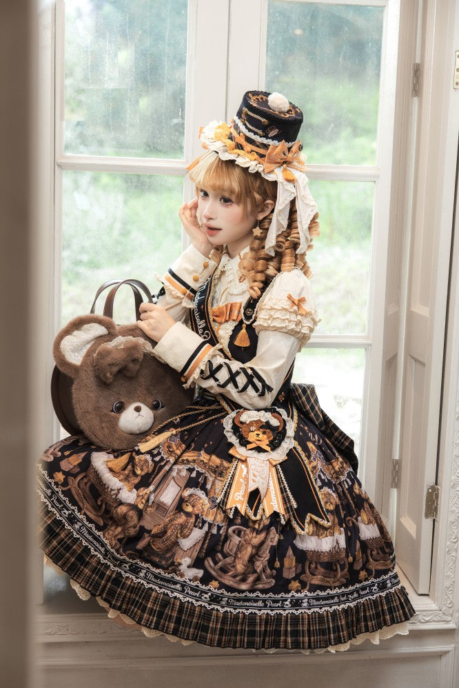 Antique Furniture Bear Printed Jumper Skirt