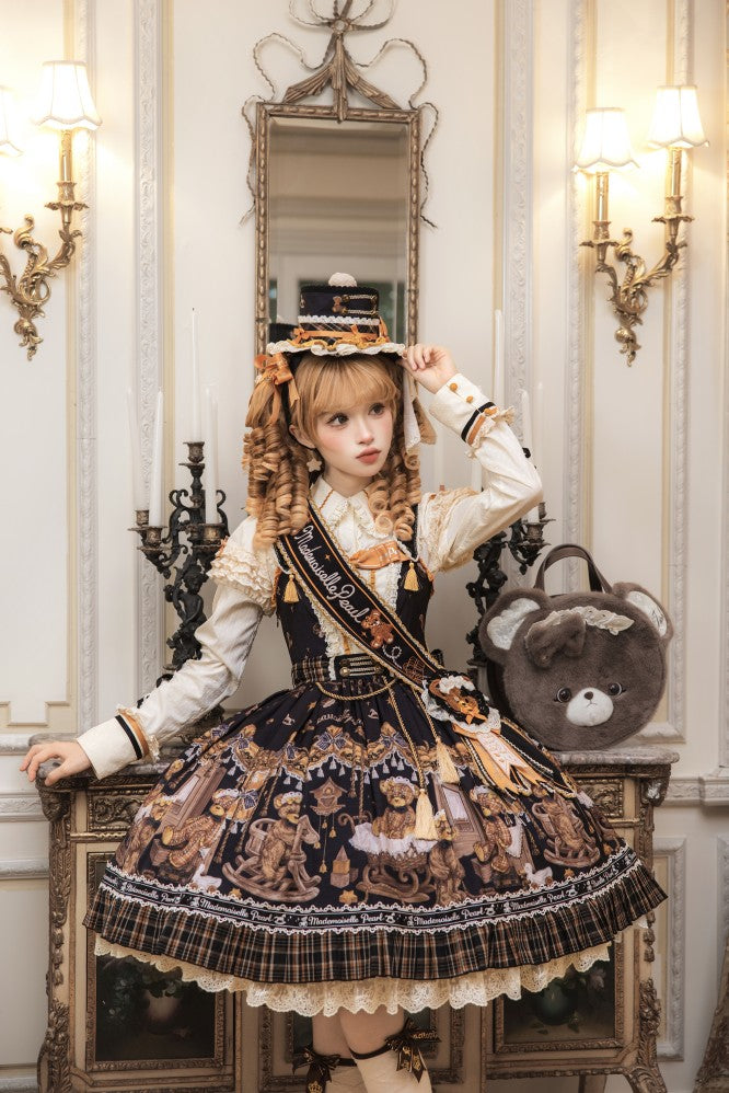 Antique Furniture Bear Printed Jumper Skirt