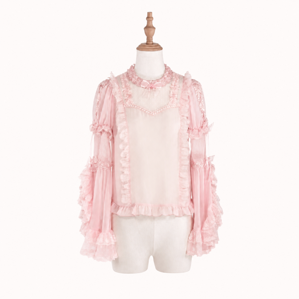 Centifolia Rose Attached-Sleeve Blouse