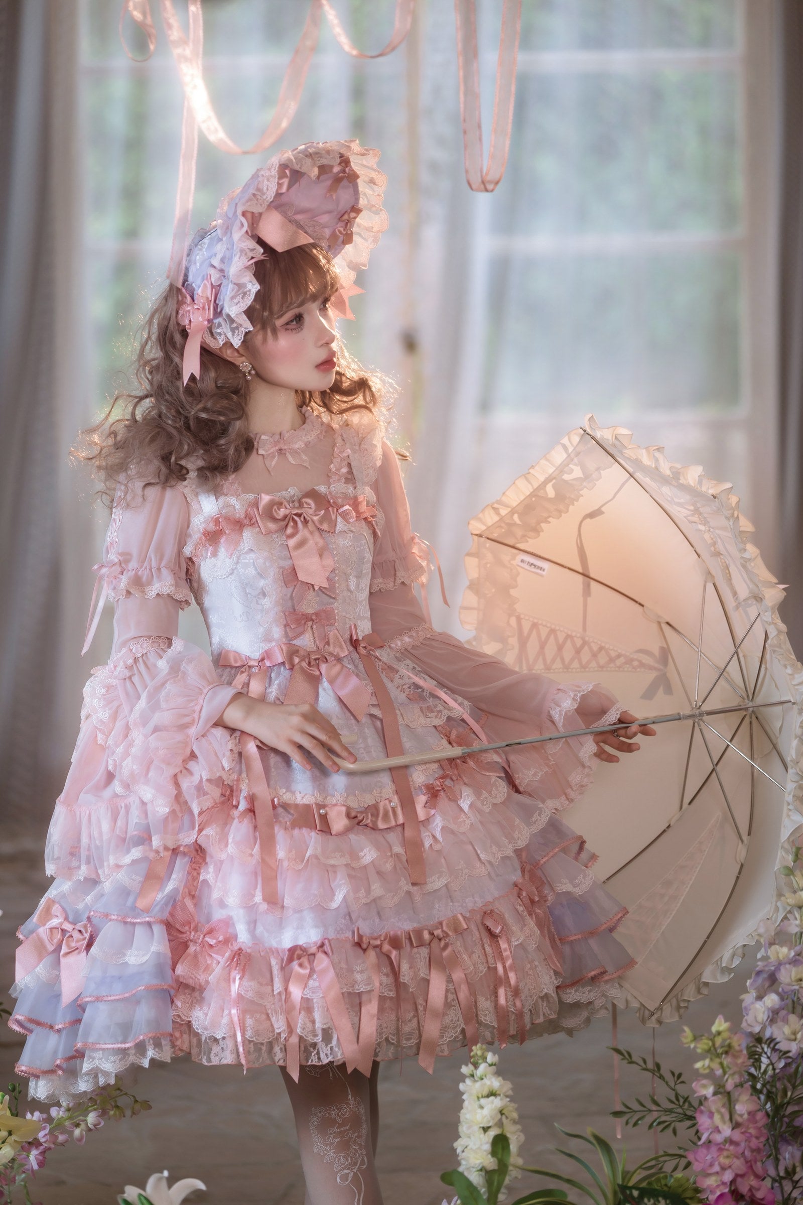 Centifolia Rose Coord Set — JSK + Blouse + Veil