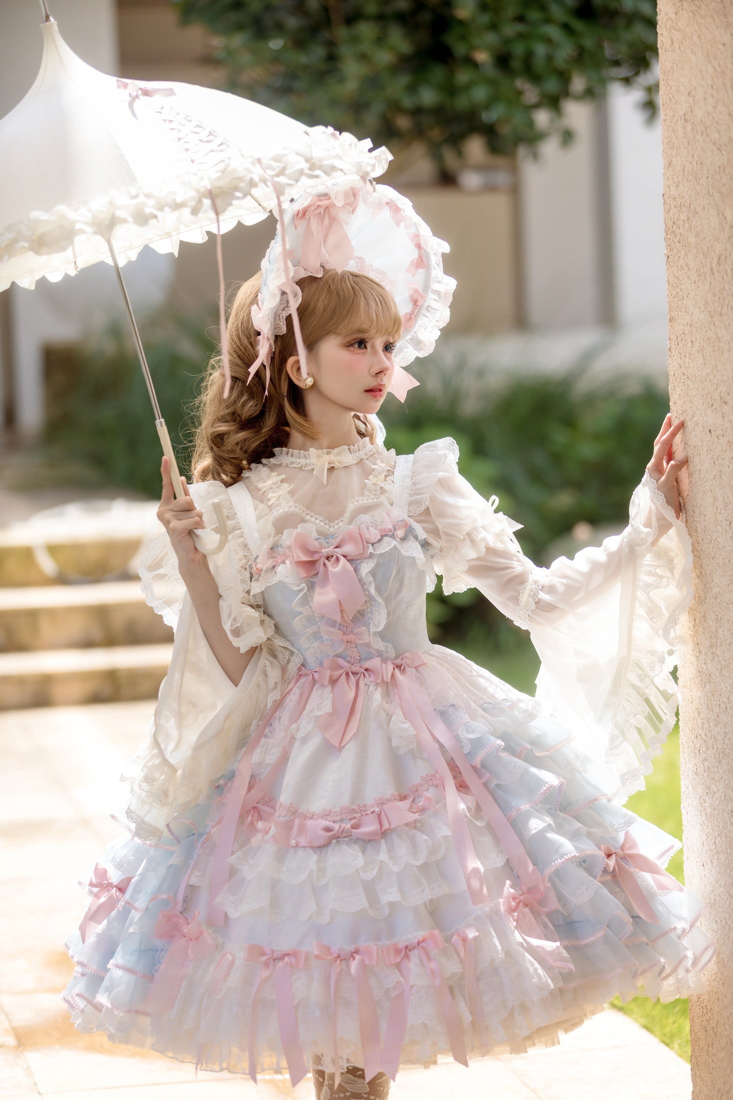 Centifolia Rose Jumper Skirt — Blue Pink — image 7