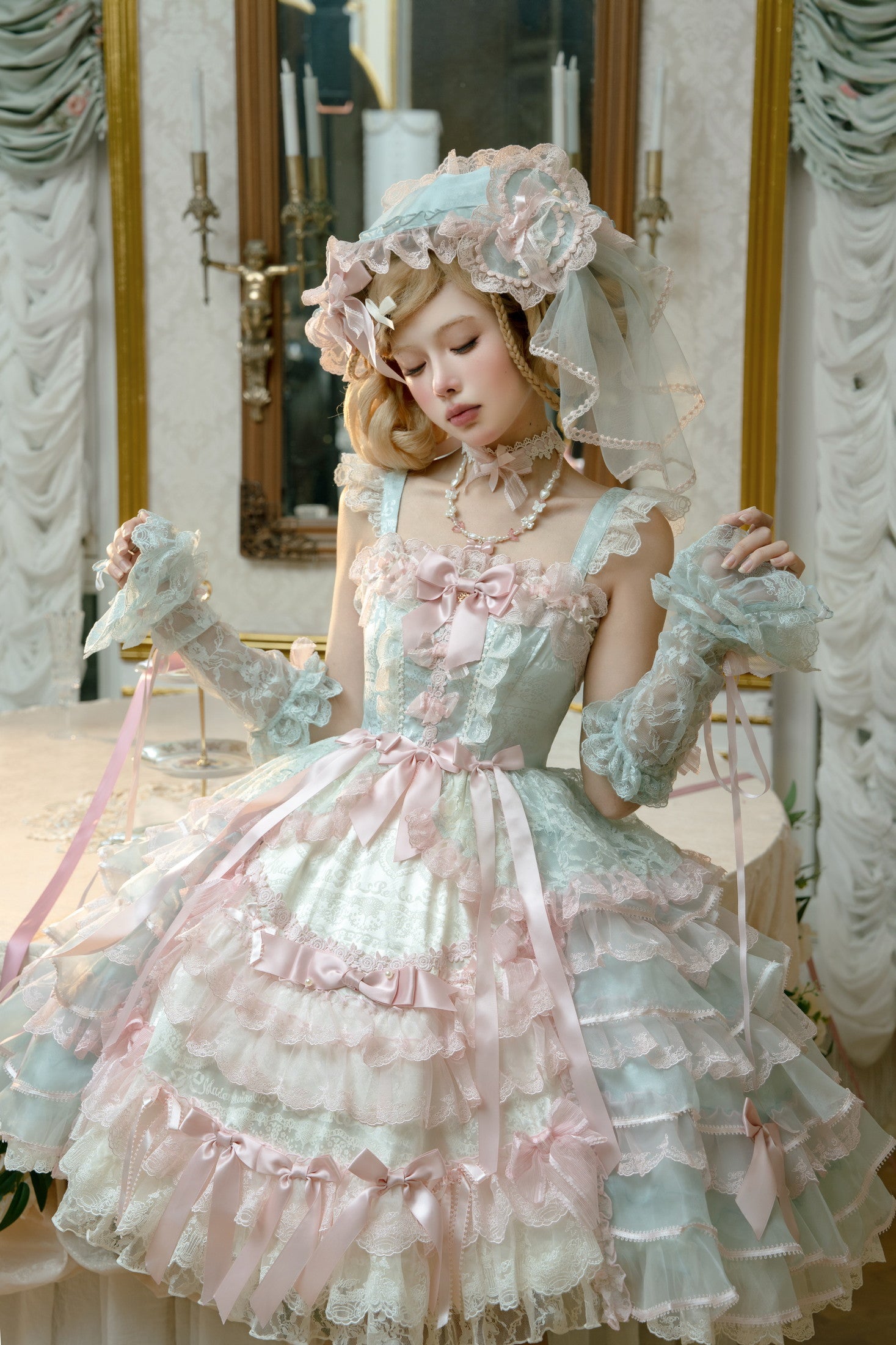 Centifolia Rose Jumper Skirt — Mint — image 7