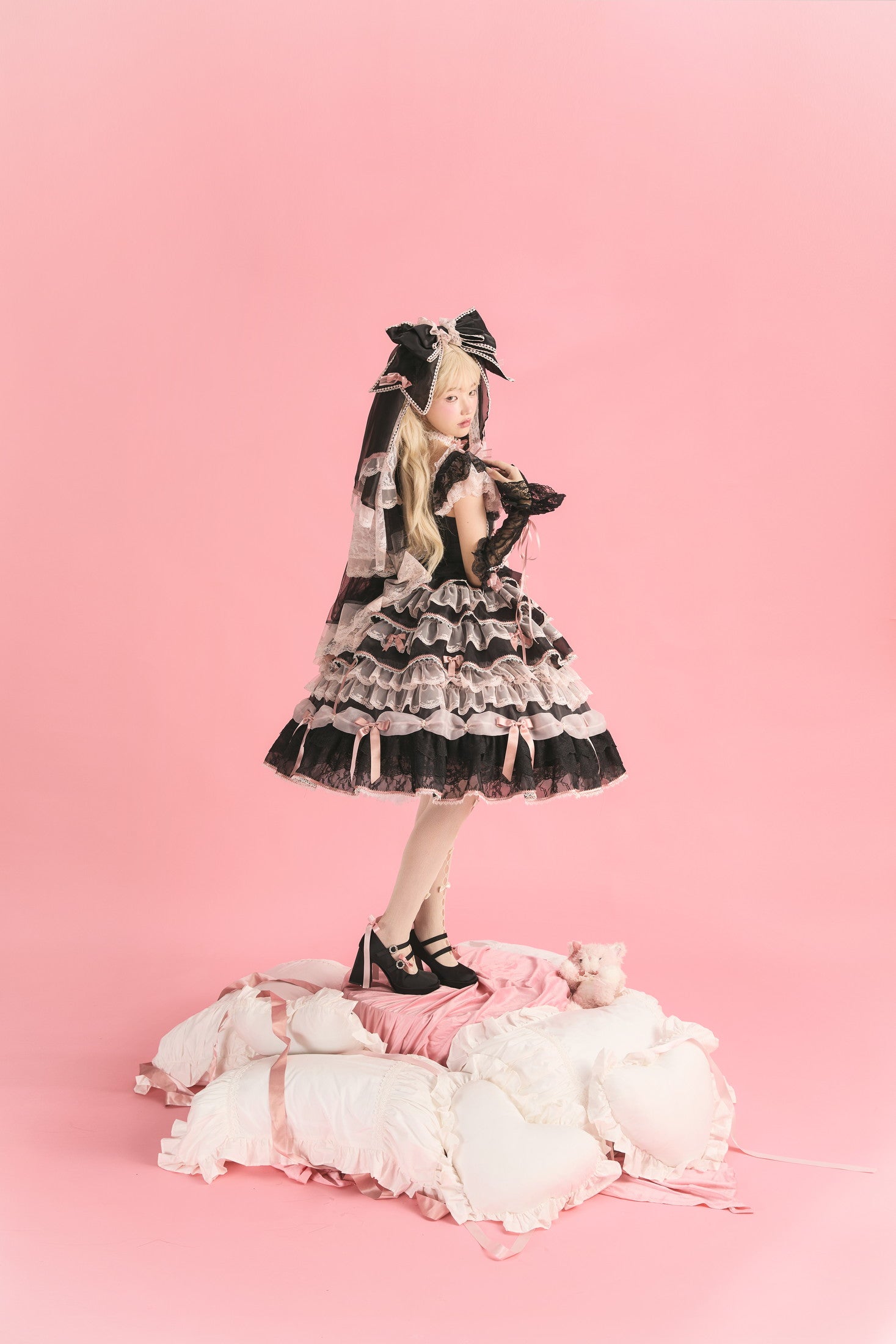 Centifolia Rose One Piece — Black Pink — image 1