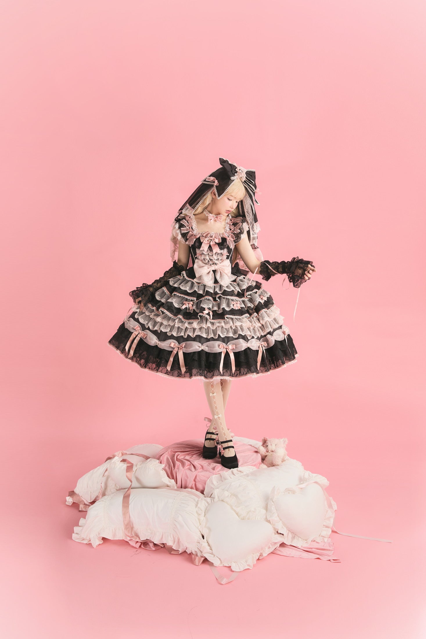 Centifolia Rose One Piece — Black Pink — image 3