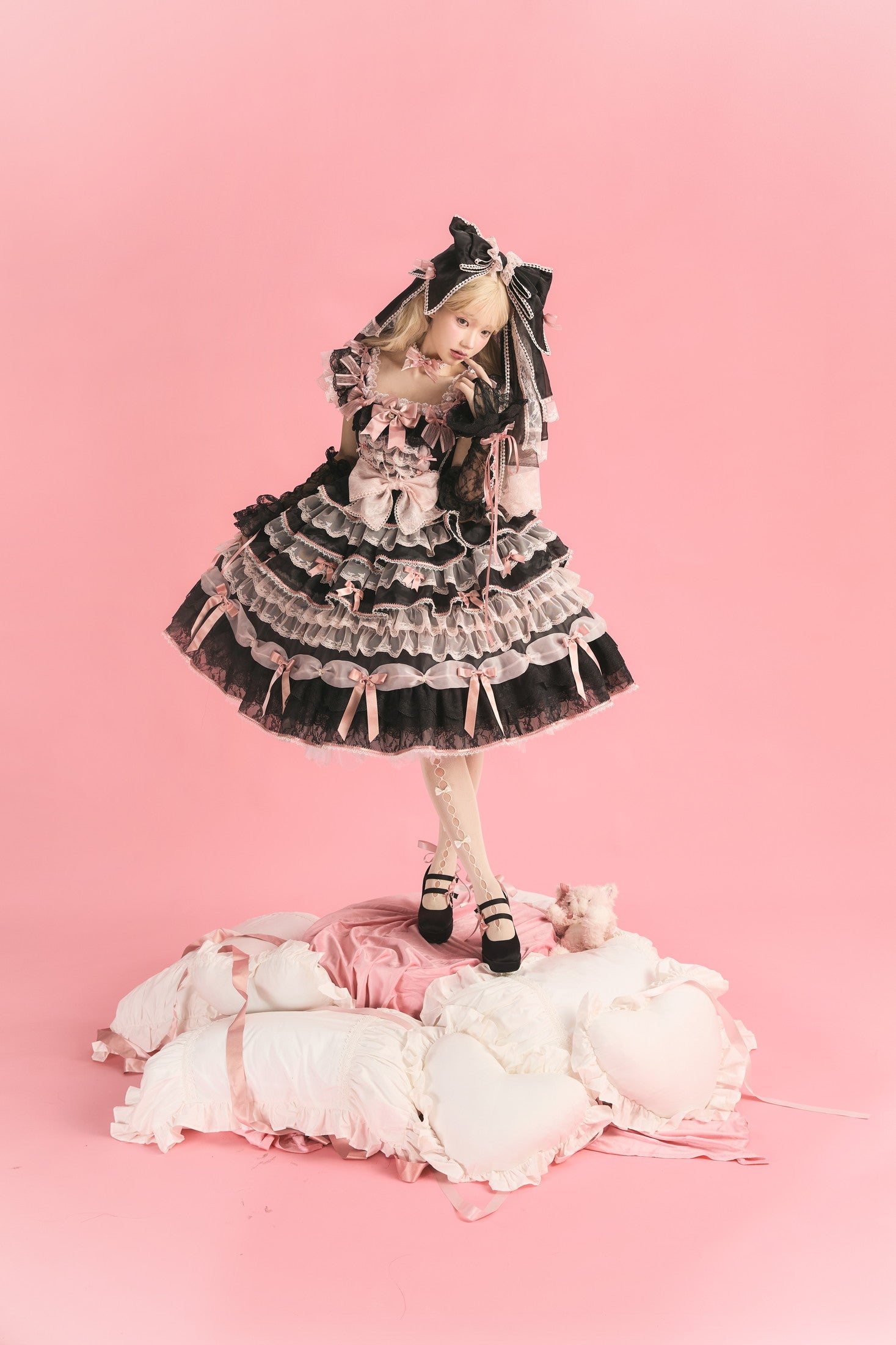 Centifolia Rose One Piece — Black Pink — image 5
