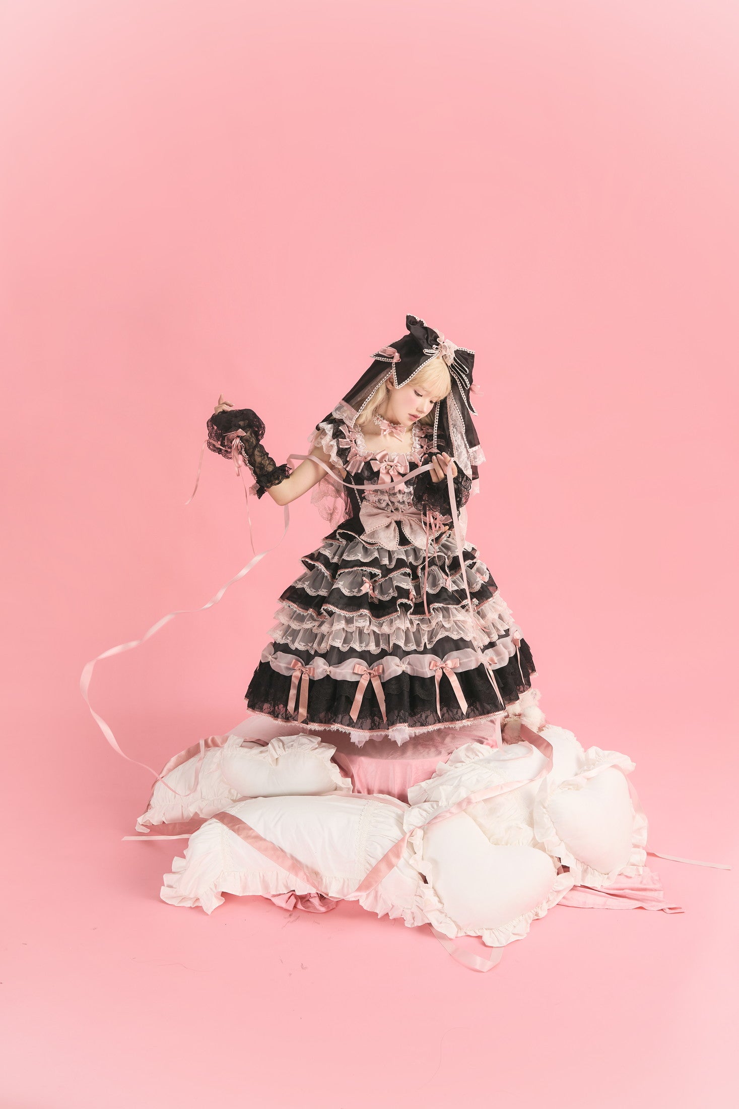 Centifolia Rose One Piece — Black Pink — image 6