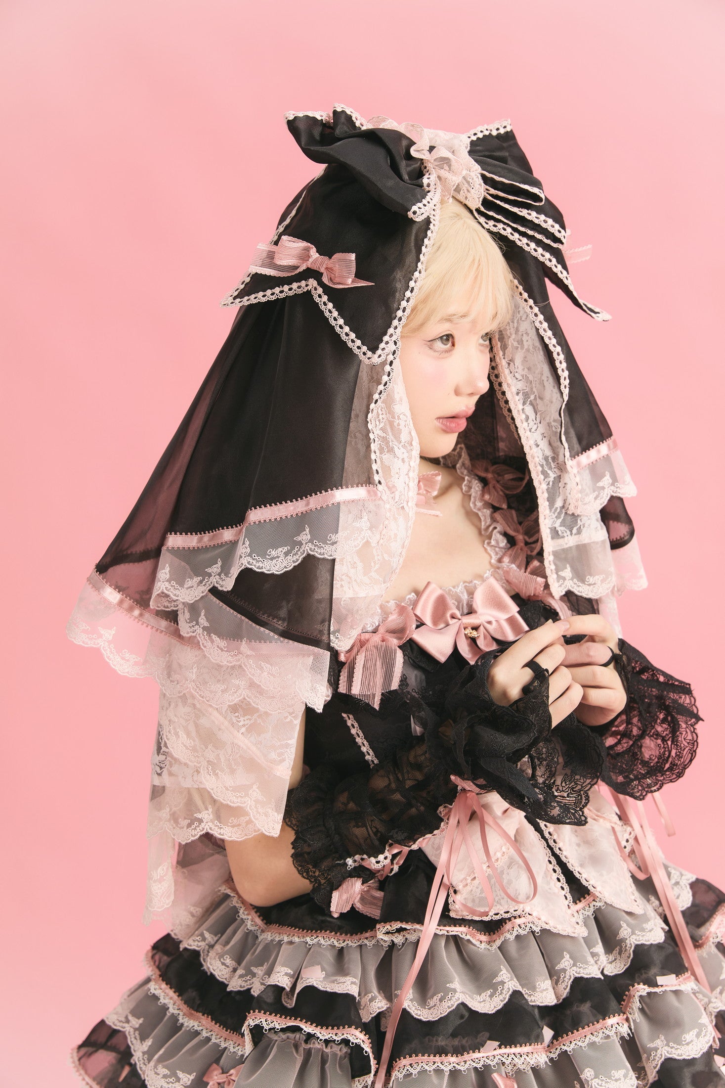 Centifolia Rose One Piece — Black Pink — image 8