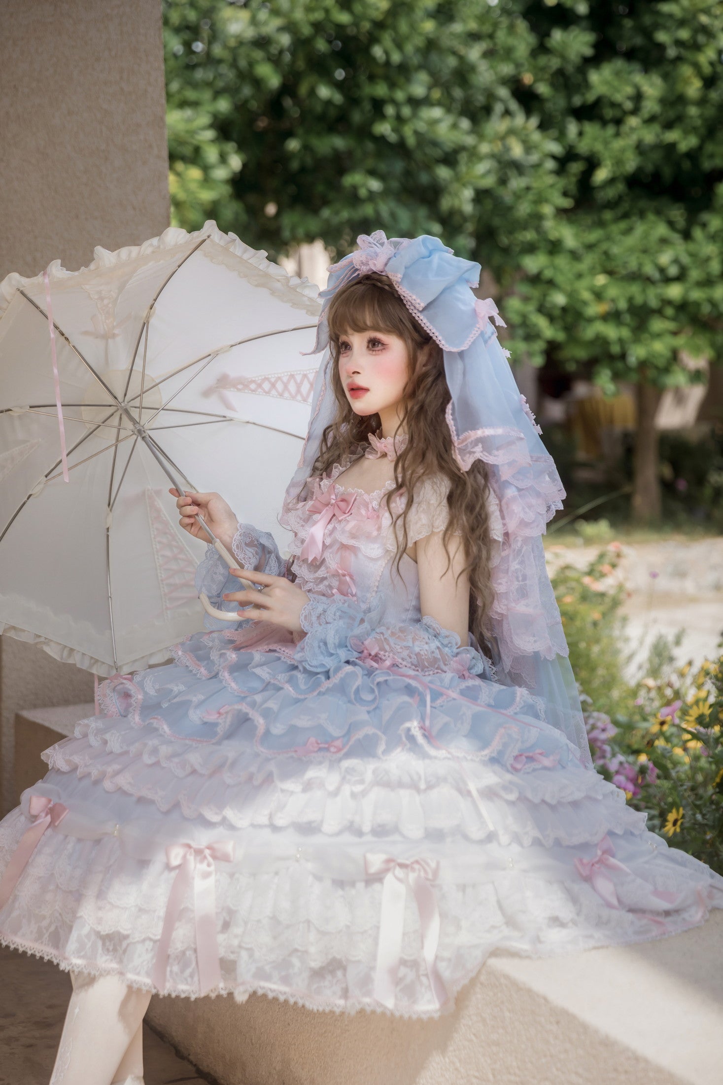 Centifolia Rose One Piece — Blue Pink — image 1