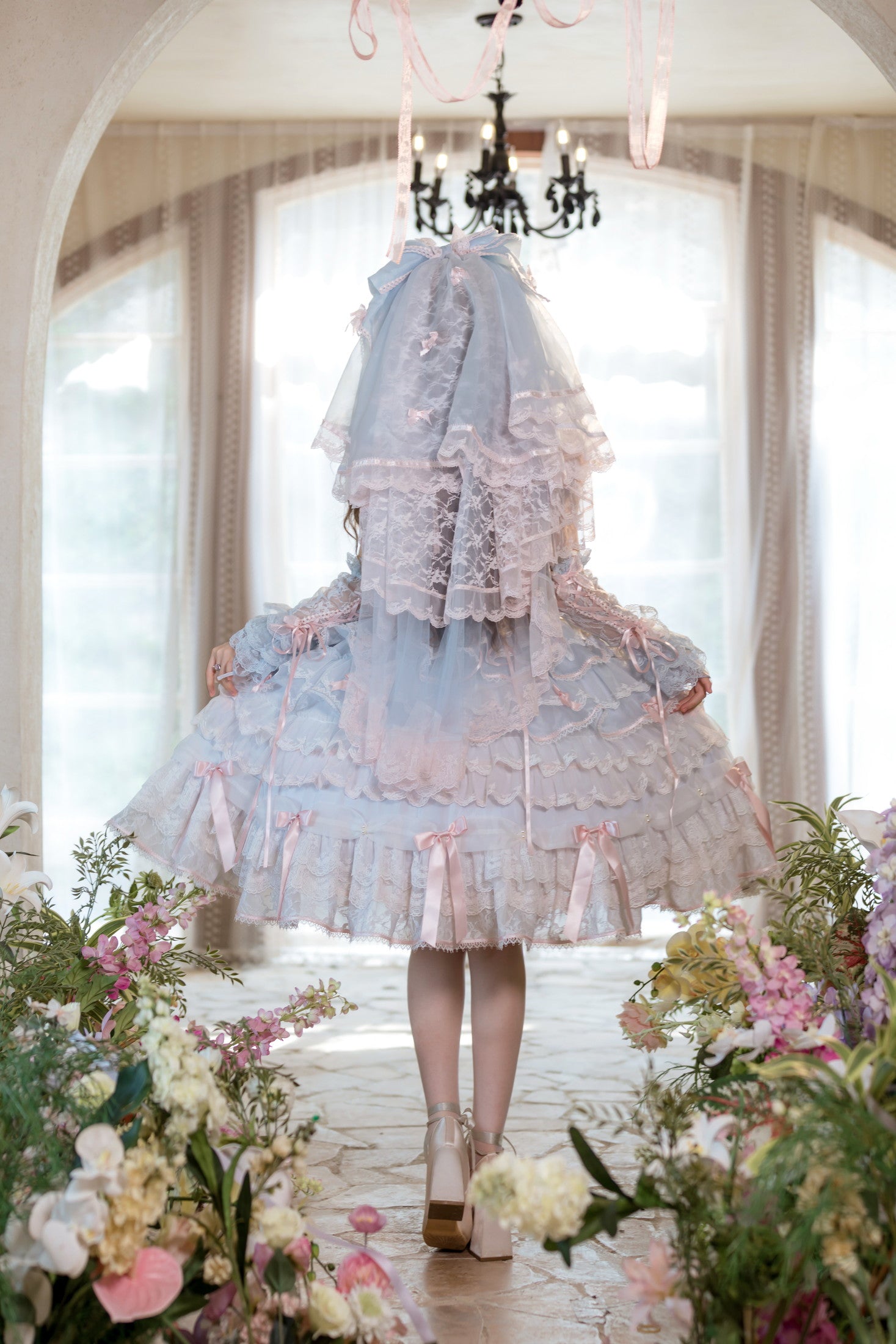 Centifolia Rose One Piece — Blue Pink — image 7