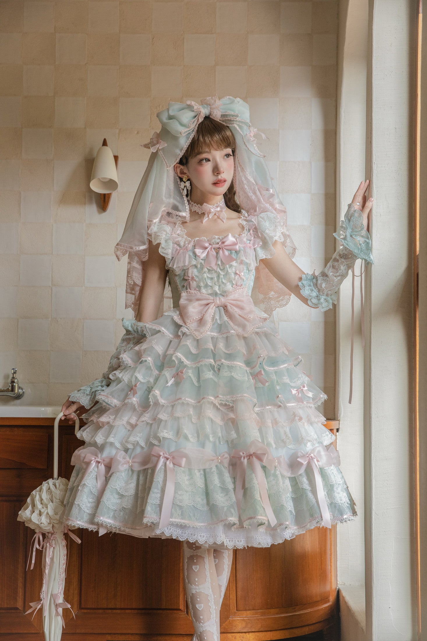 Centifolia Rose One Piece — Mint — image 1