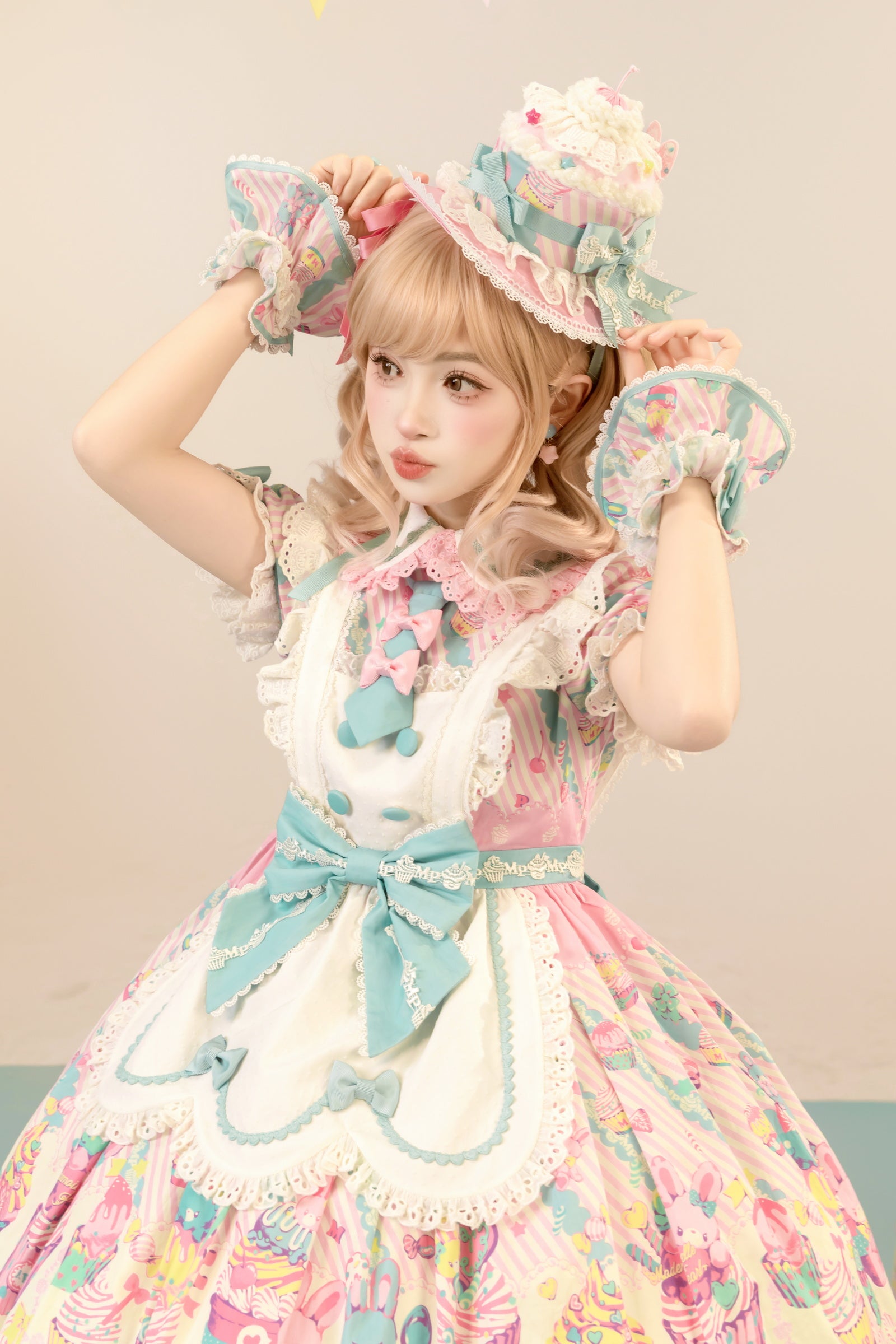 Cupcake Print Jumper Skirt — Blue Pink — image 5