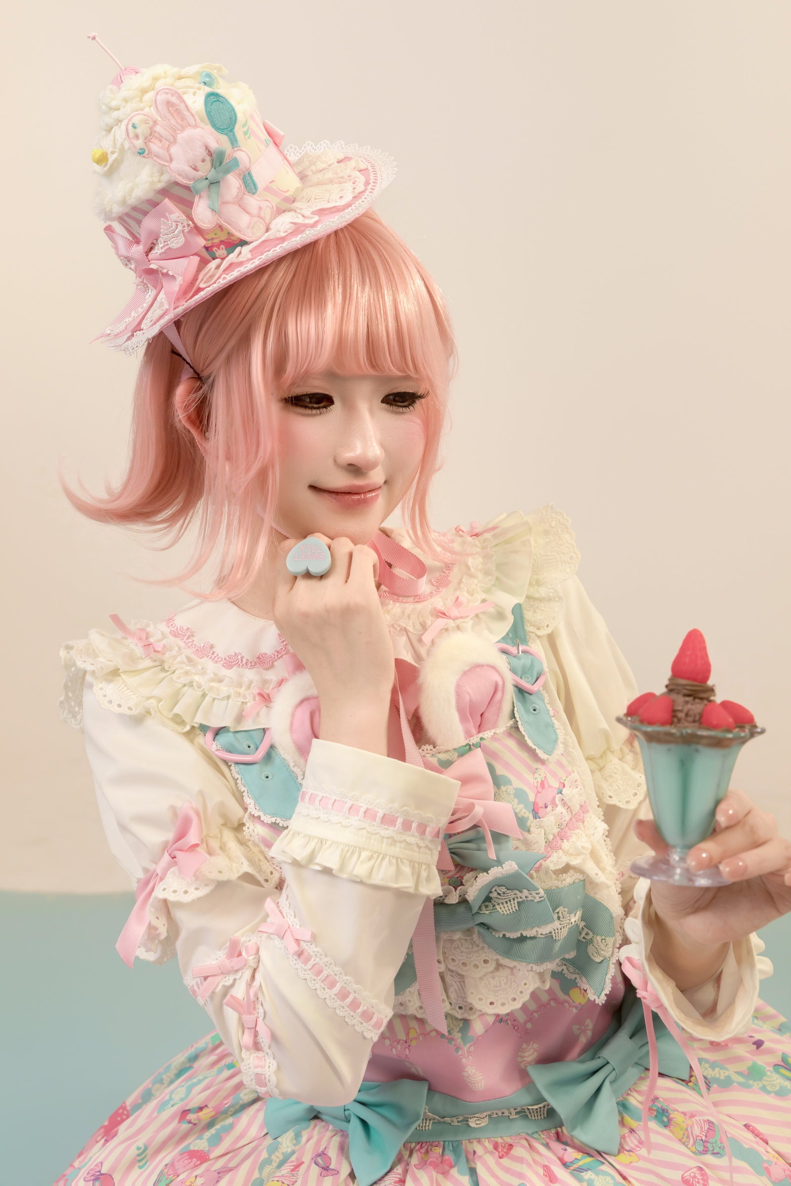 Cupcake Print Jumper Skirt — Blue Pink — image 7