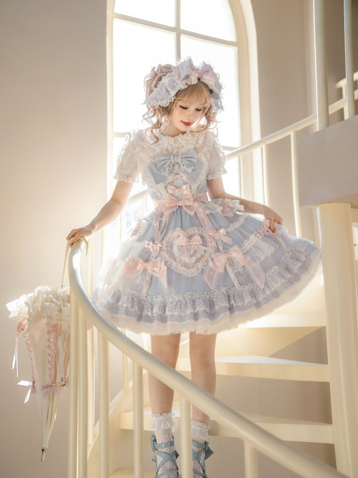 Striped Otome Heart Jumper Skirt