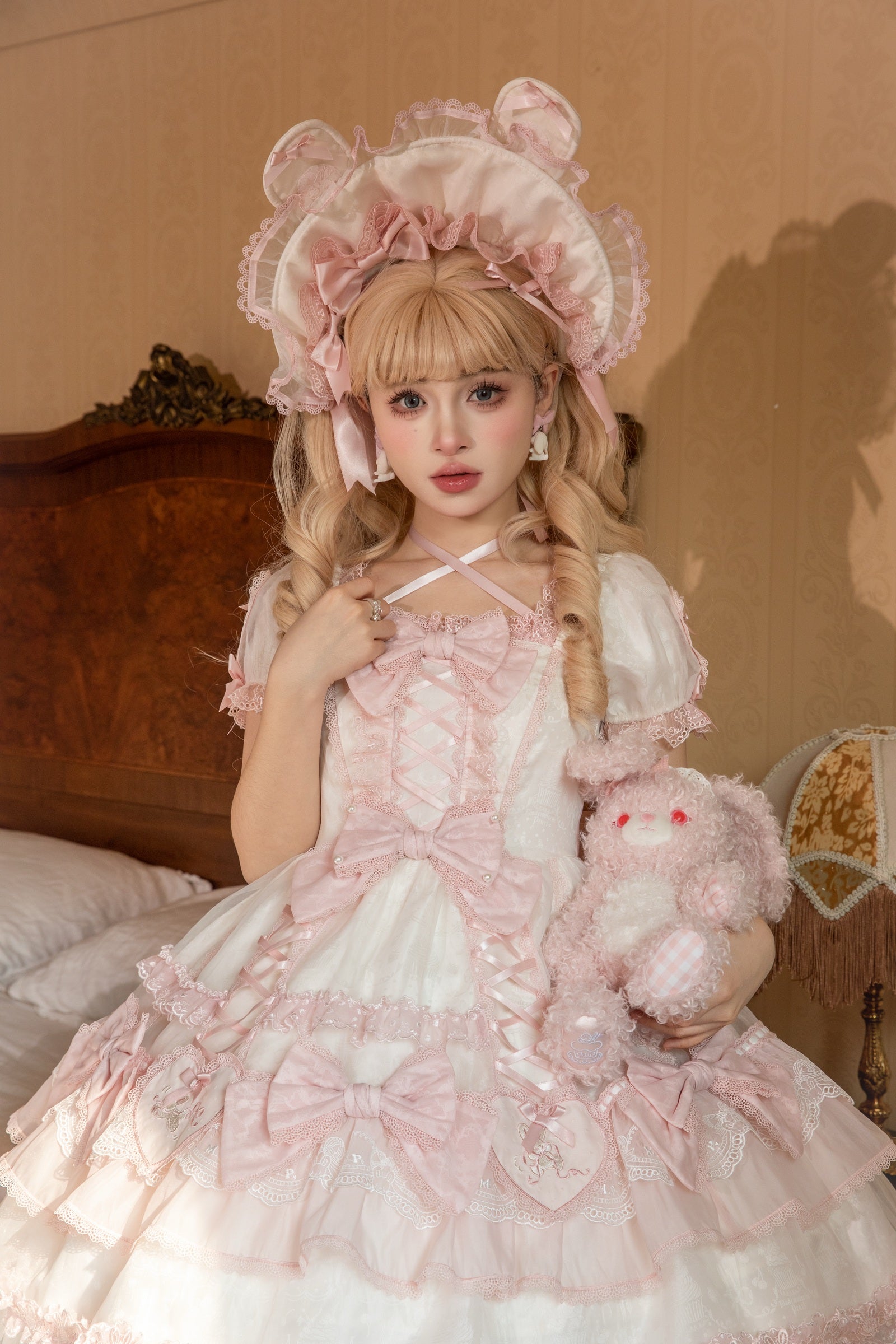 Ribbon Bunny Special Piece — White Pink