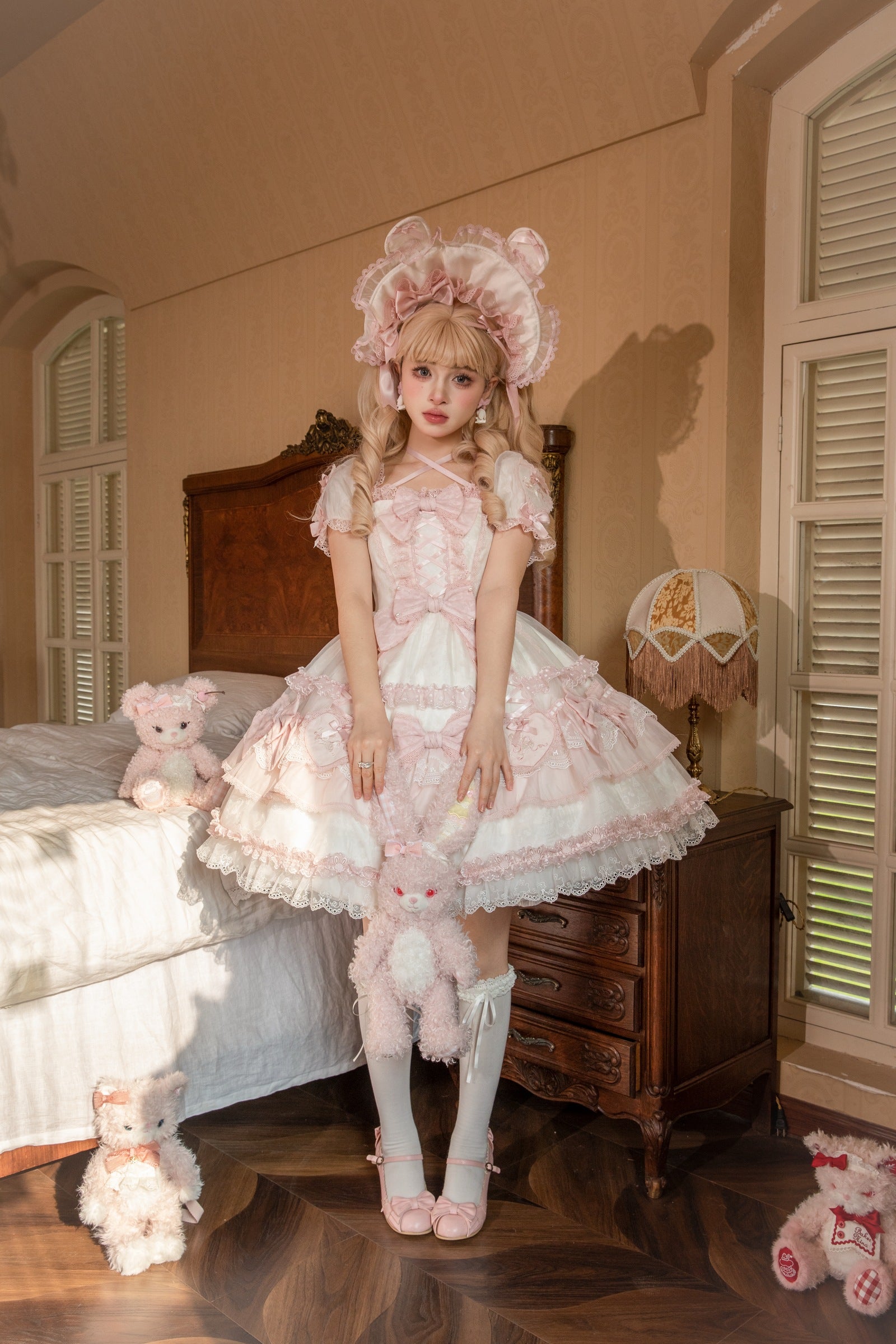Ribbon Bunny Special Piece — White Pink