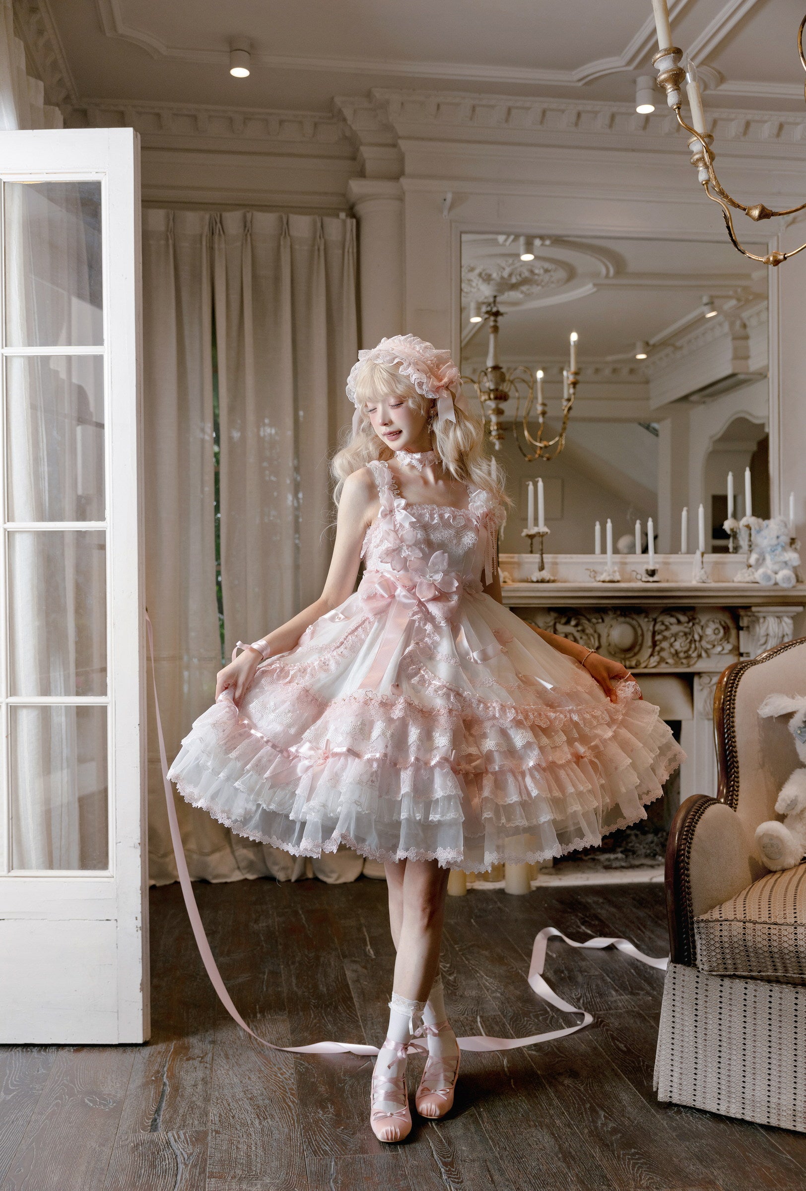 Sakura Confession Jumper Skirt — White Pink — image 2