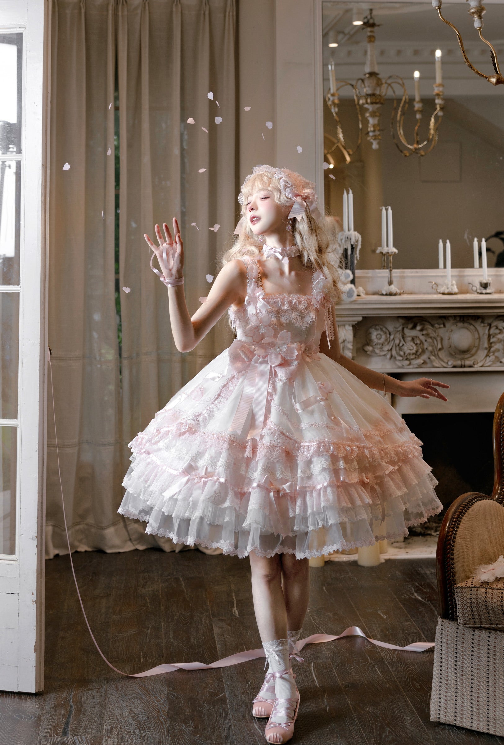 Sakura Confession Jumper Skirt — White Pink — image 3