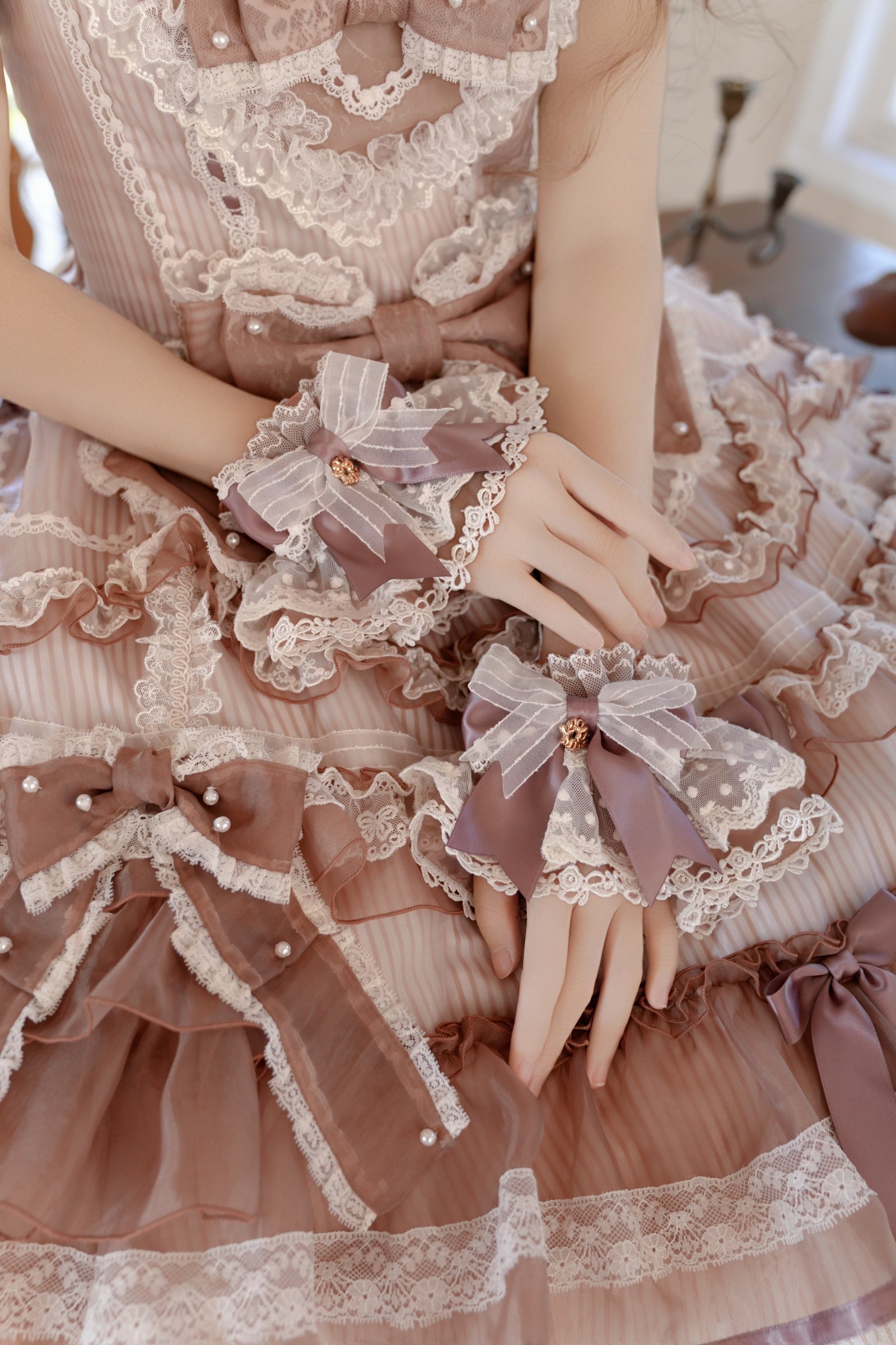 Striped Otome Doll One Piece — Milk Coffee — image 12