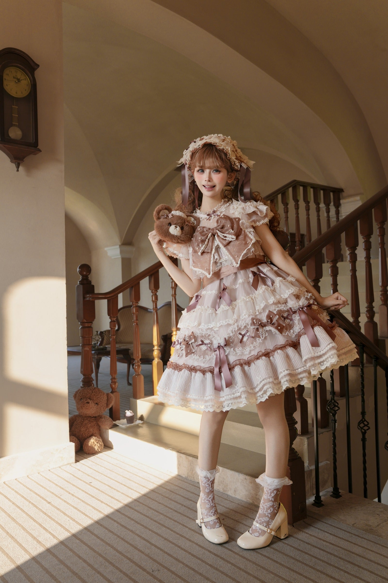 Striped Otome Doll One Piece — Milk Coffee — image 14
