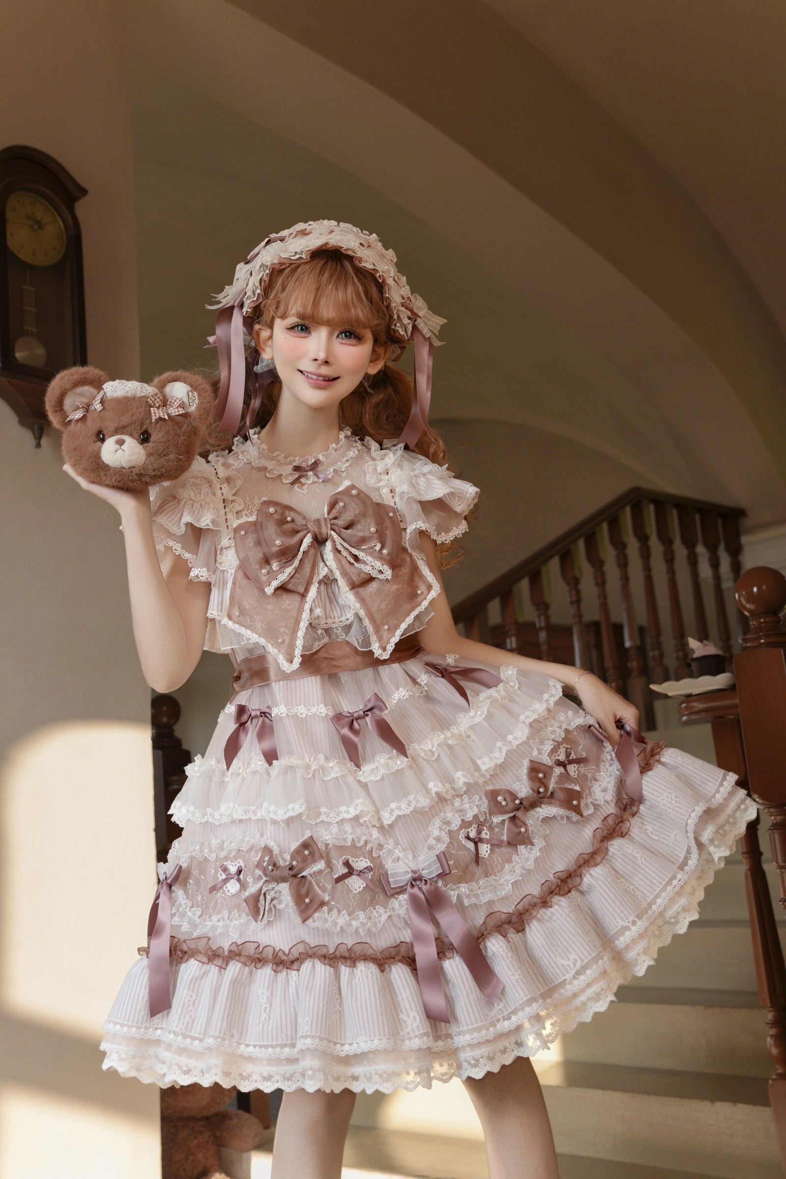 Striped Otome Doll One Piece — Milk Coffee — image 16