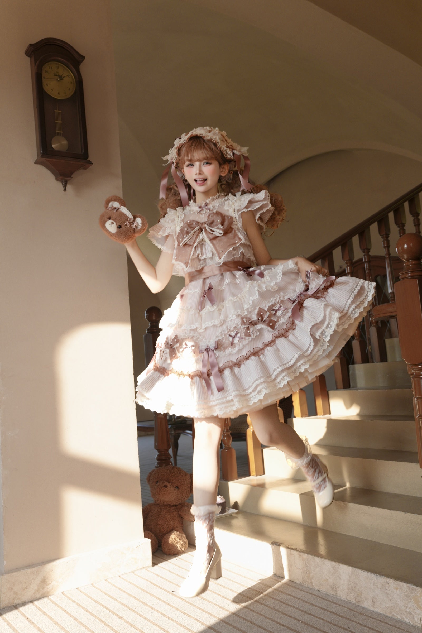 Striped Otome Doll One Piece — Milk Coffee — image 17