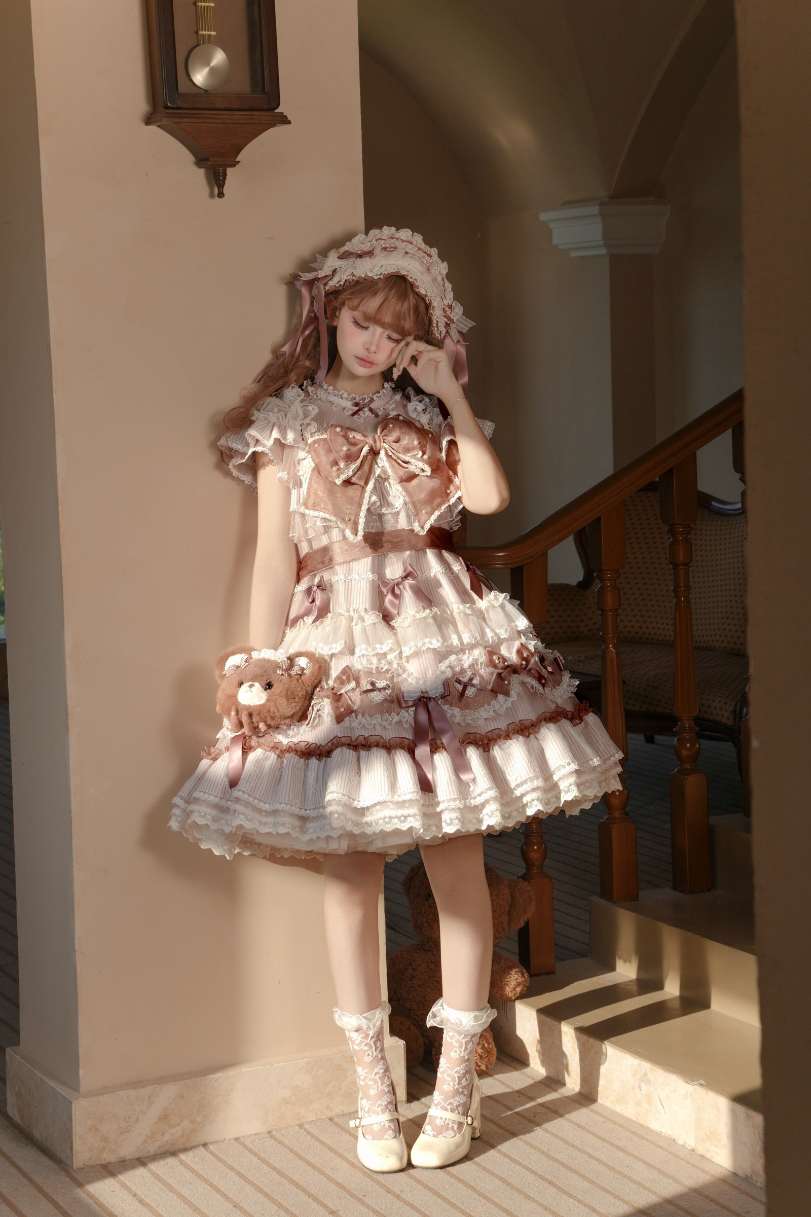 Striped Otome Doll One Piece — Milk Coffee — image 18
