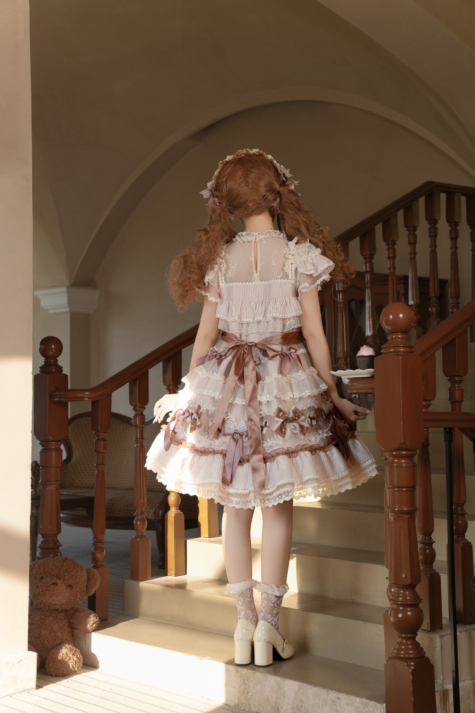 Striped Otome Doll One Piece — Milk Coffee — image 19