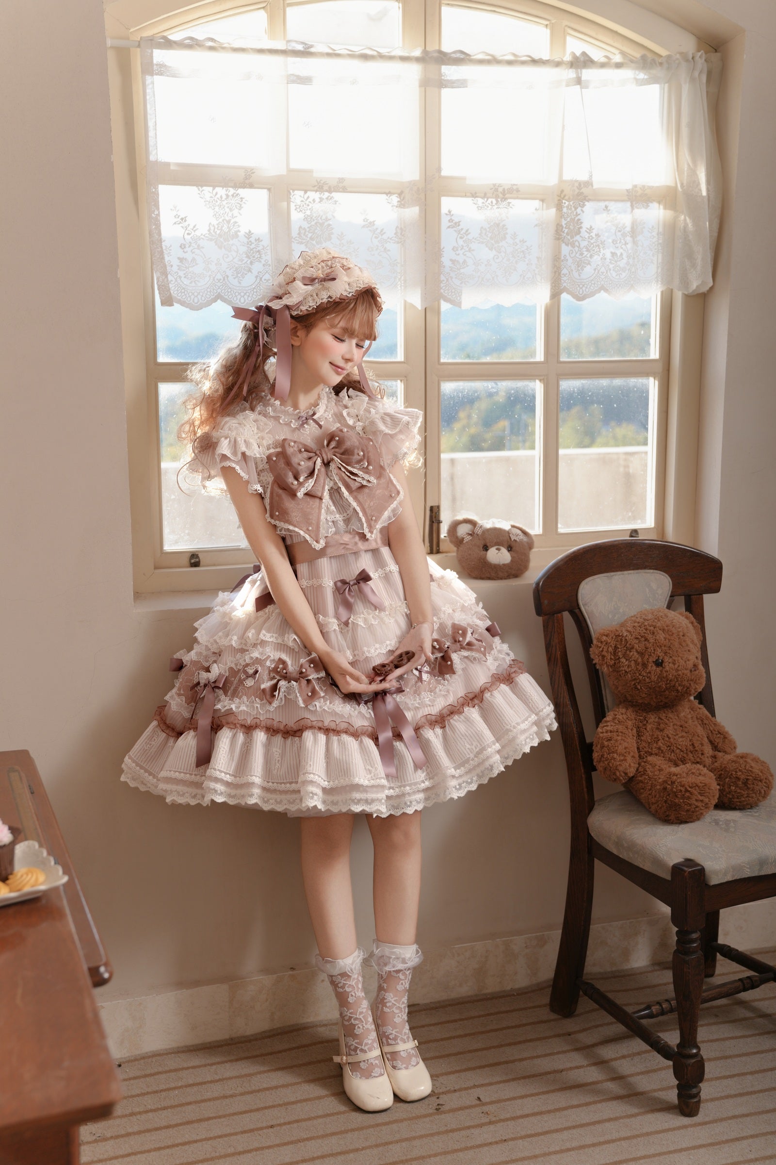 Striped Otome Doll One Piece — Milk Coffee — image 22