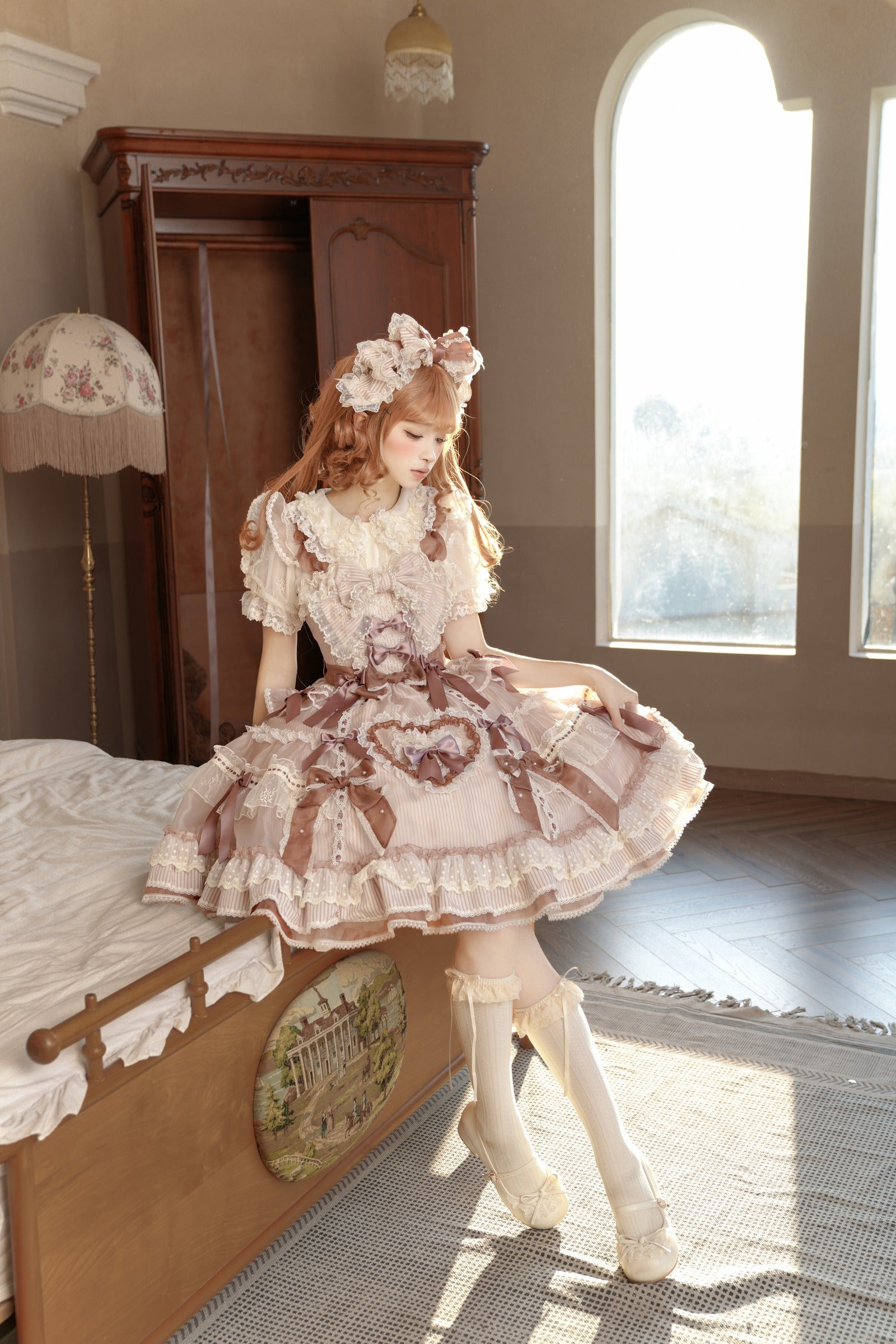 Striped Otome Heart Jumper Skirt — Milk Coffee — image 04