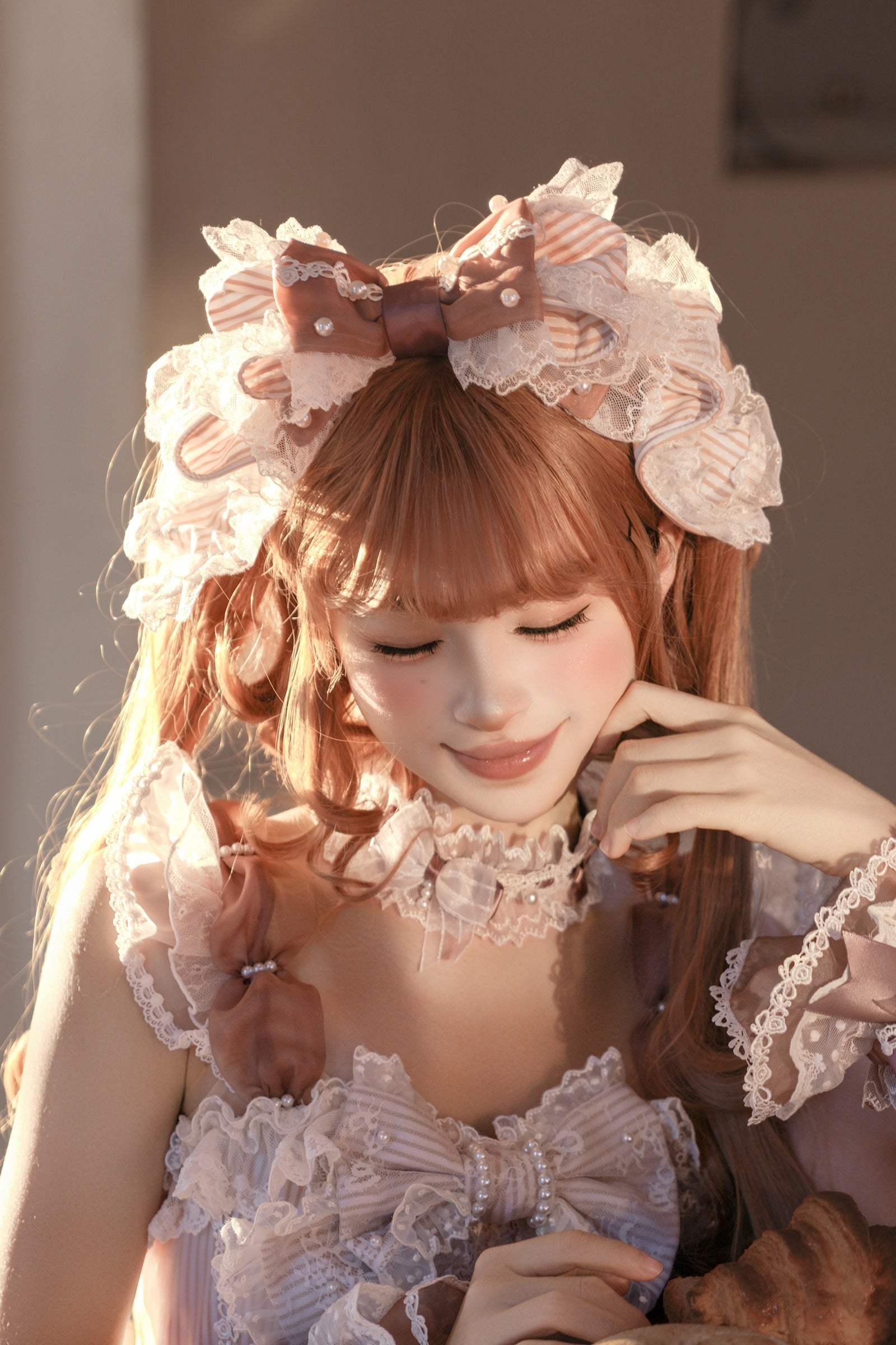 Striped Otome Heart Jumper Skirt — Milk Coffee — image 06