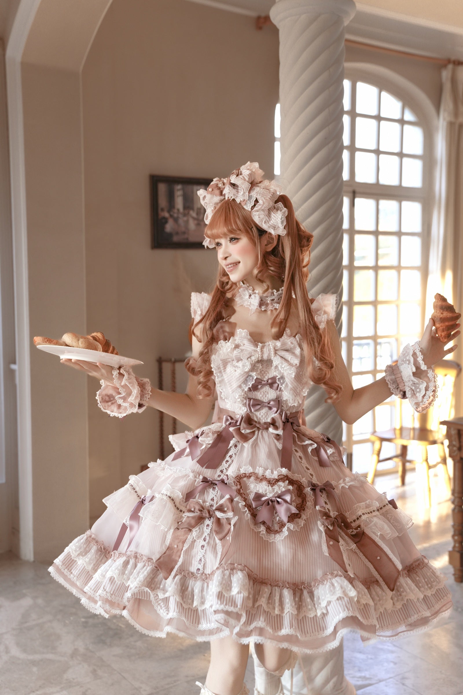 Striped Otome Heart Jumper Skirt — Milk Coffee — image 11